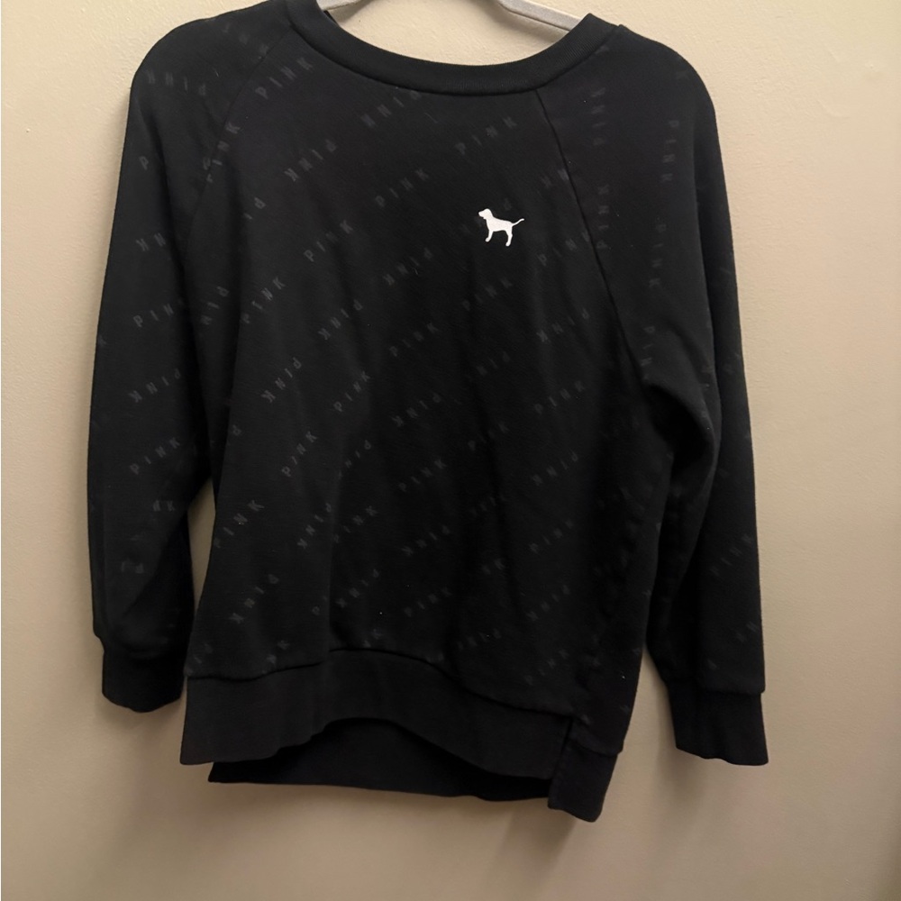 Victoria's Secret Black Crewneck Sweatshirt with White Dog Logo